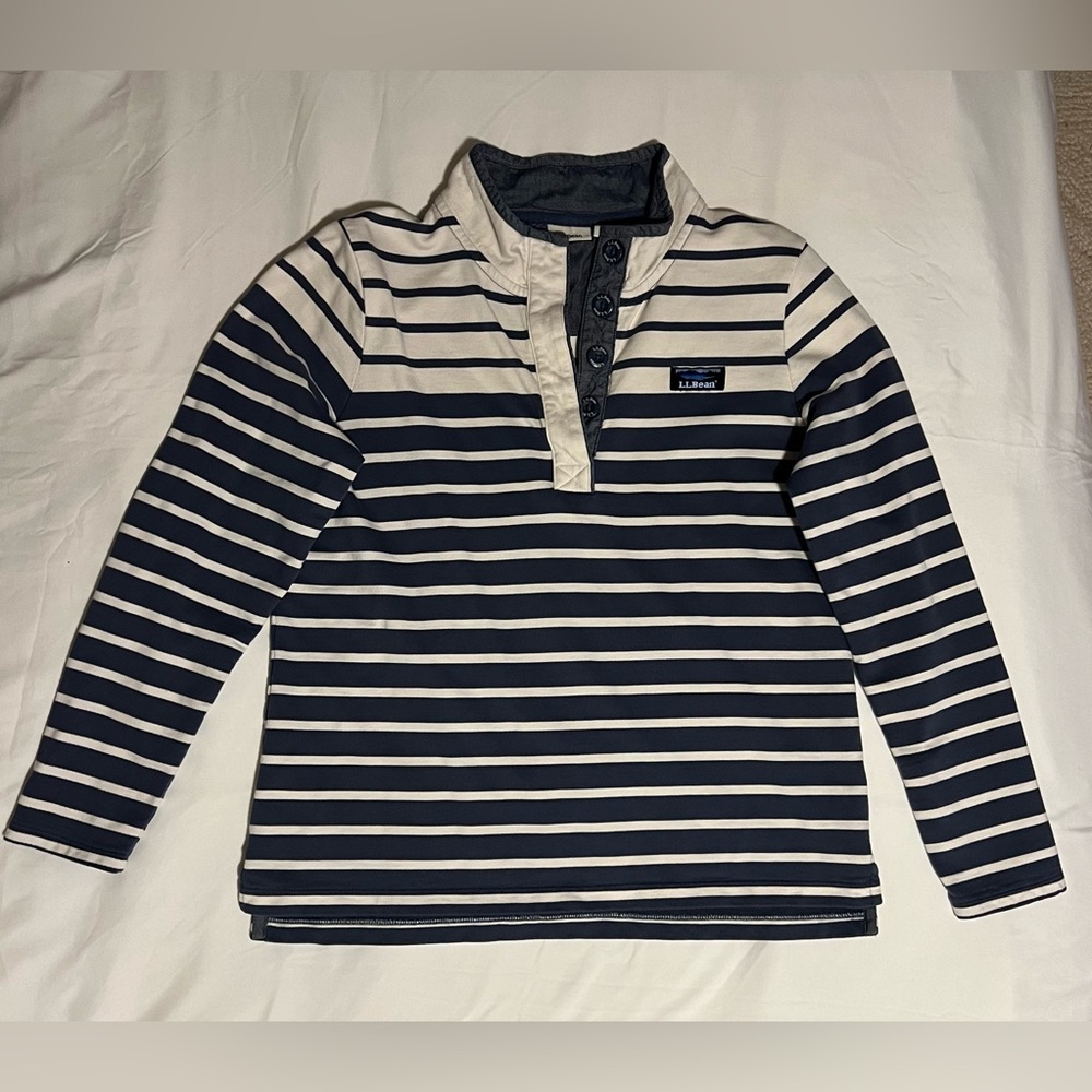 LL Bean Women's Soft Cotton Rugby Henley Long Sleeve Pullover